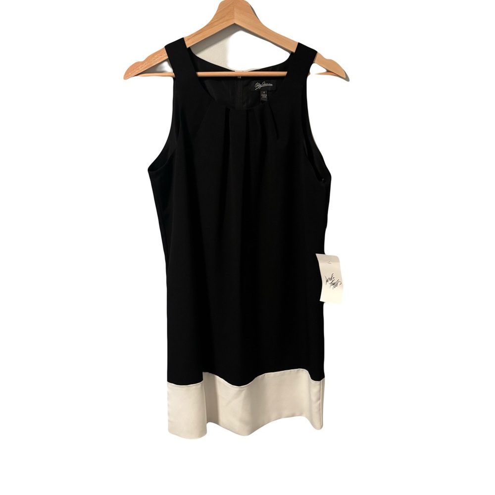 Oleg Cassini color block black and white dress NWT size 4 dressy business casual